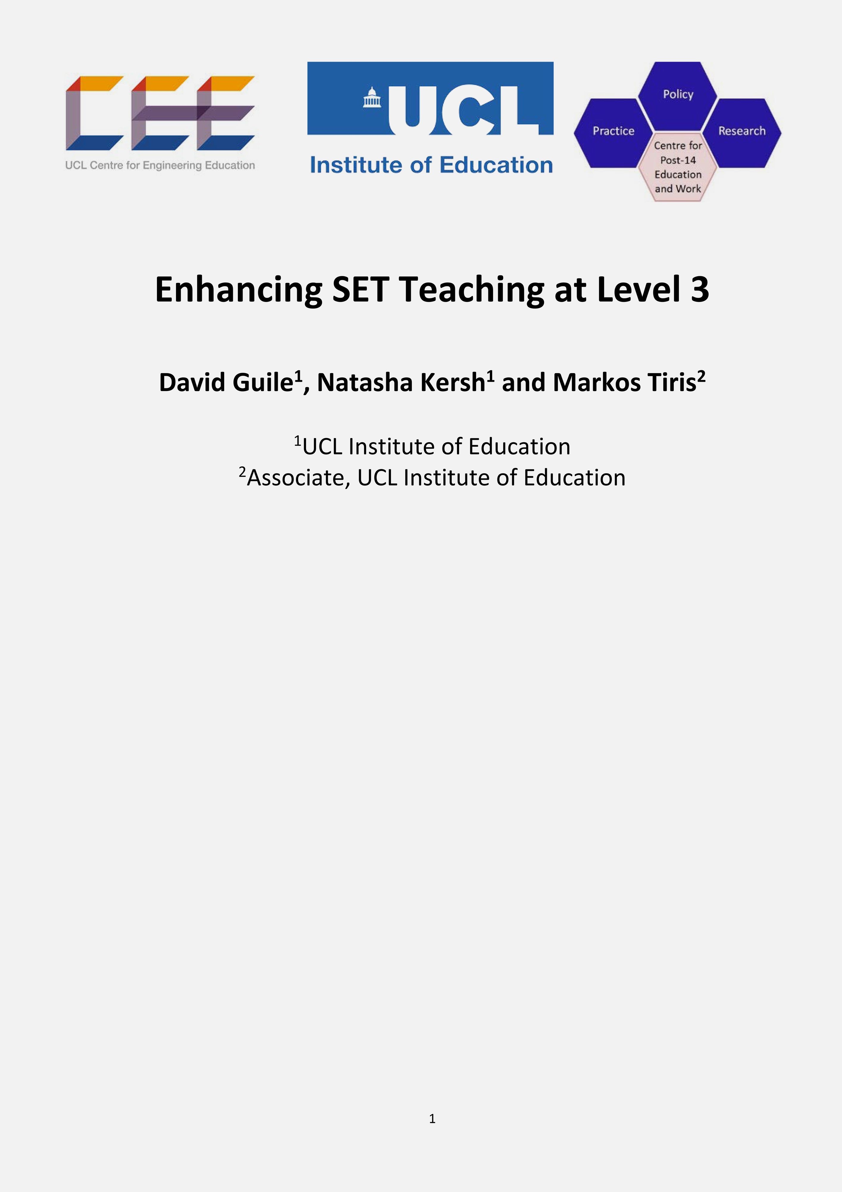 Enhancing SET Teaching at Level 3