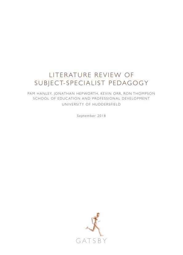 Image: Literature review of subject-specialist pedagogy